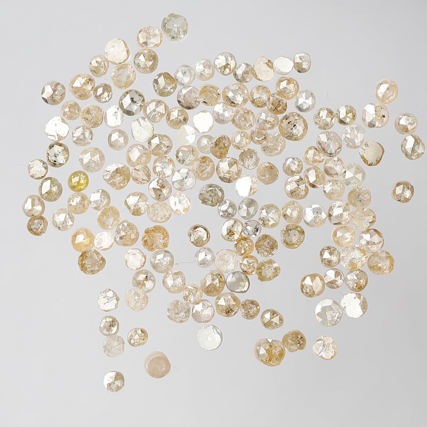 146 Pcs Natural Light Color Diamonds | 5.43 Ct Round Rose Cut 1.5–2.5 mm Loose Diamond Lot