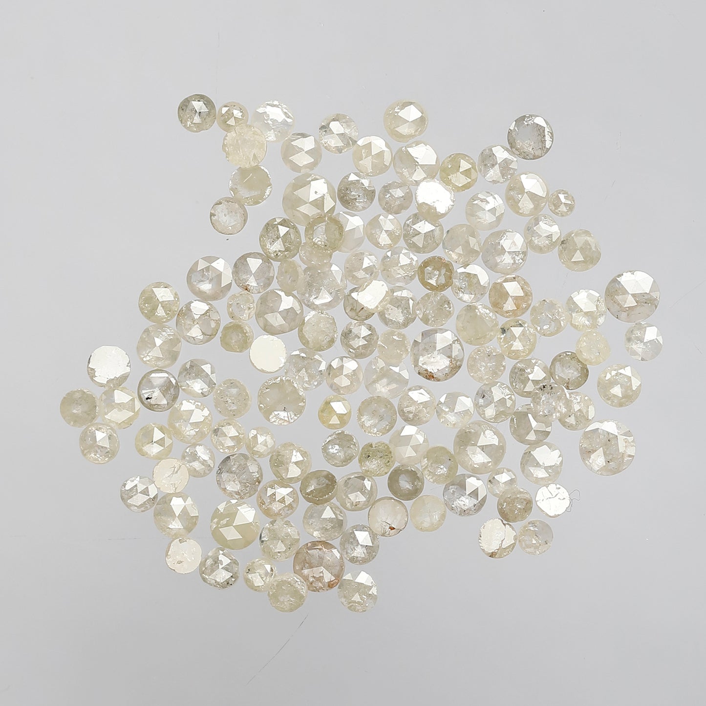 5.79 Ct 124 Pcs Round Rose Cut Light Yellow Diamonds | 1.5–3 mm Conflict Free Loose Lot