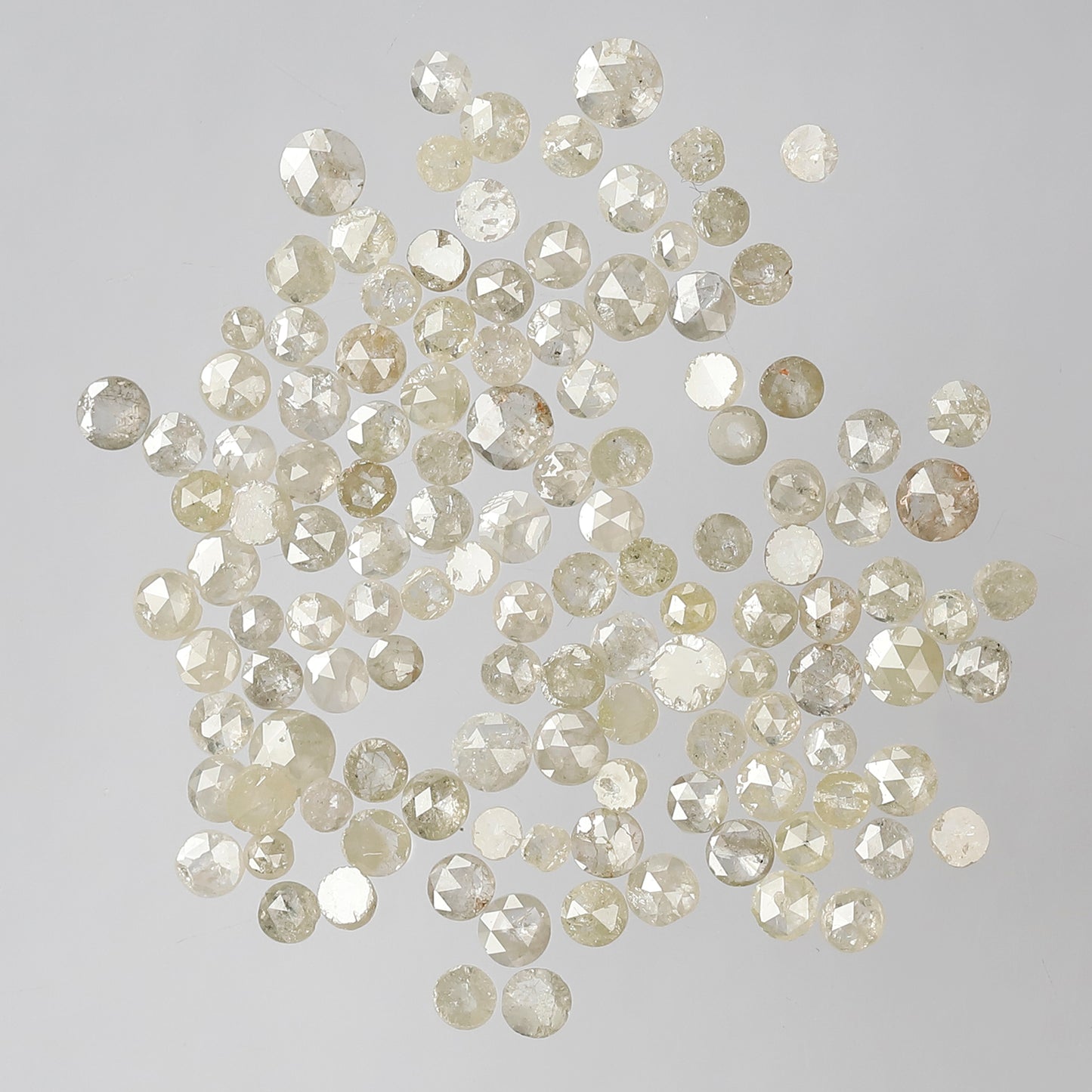 5.79 Ct 124 Pcs Round Rose Cut Light Yellow Diamonds | 1.5–3 mm Conflict Free Loose Lot