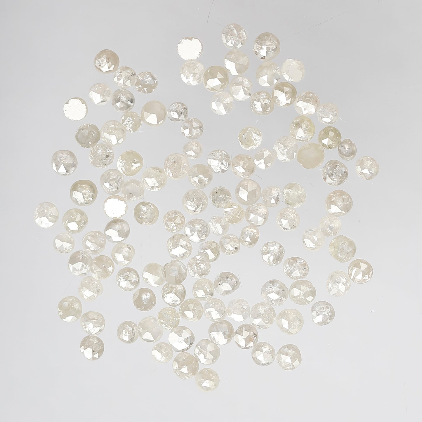 5.87 Ct Round Rose Cut Diamond Lot | 112 Pcs White Gray Salt & Pepper Diamonds for Jewelry