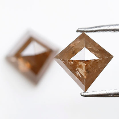 Pair Of 2.57 CT Kite Shape 8.70 mm Rustic Translucent Brown Color Natural Loose Diamond