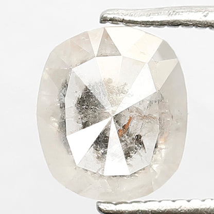 1.17 CT Gorgeous Grey White with Black Speckled Oval Shape Diamond Glaring Triangular Faceted Salt and Pepper Making Bezel Setting Halo Ring