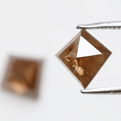 Pair Of 2.57 CT Kite Shape 8.70 mm Rustic Translucent Brown Color Natural Loose Diamond