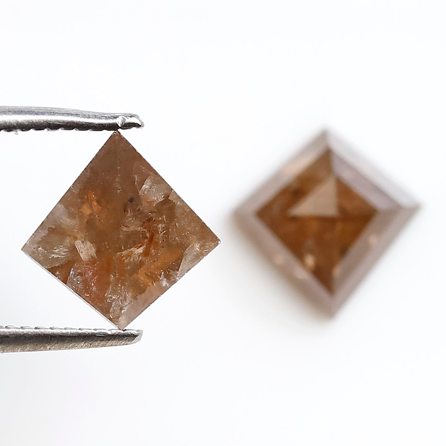 Pair Of 2.57 CT Kite Shape 8.70 mm Rustic Translucent Brown Color Natural Loose Diamond