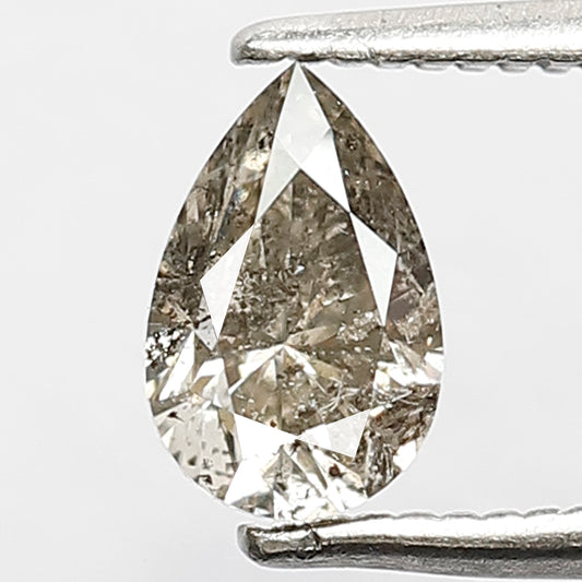0.70 CT Brilliant Cut 7 MM Pear Diamond Grayish Black Pointed Natural Salt and Pepper Diamond Perfect Making Beautiful Prong Setting Ring