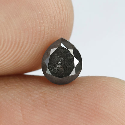0.92 CT Pear Shape Salt and Pepper Diamond 5.70 MM black grey Color Loose Natural Diamond For Wedding Ring
