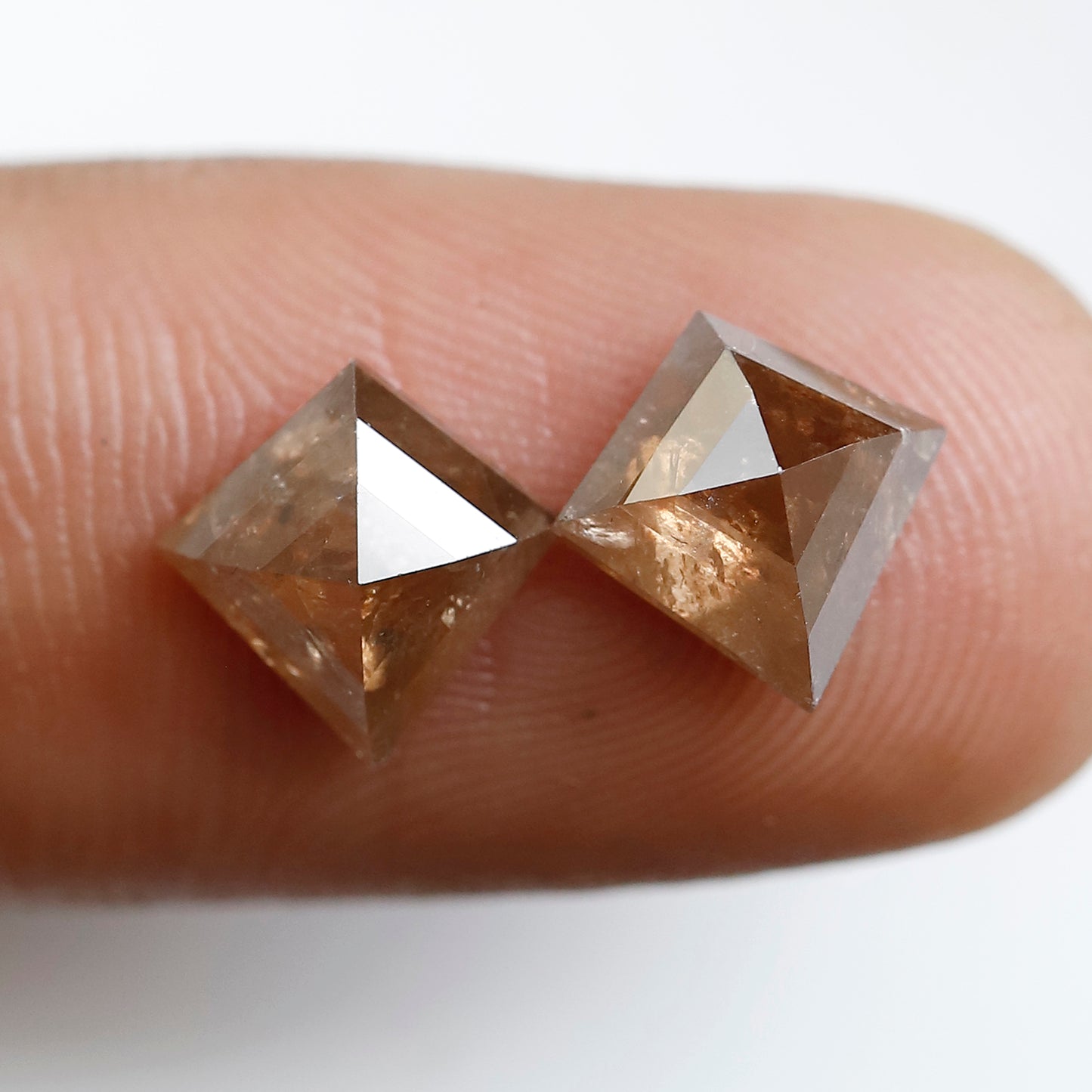 Pair Of 2.57 CT Kite Shape 8.70 mm Rustic Translucent Brown Color Natural Loose Diamond