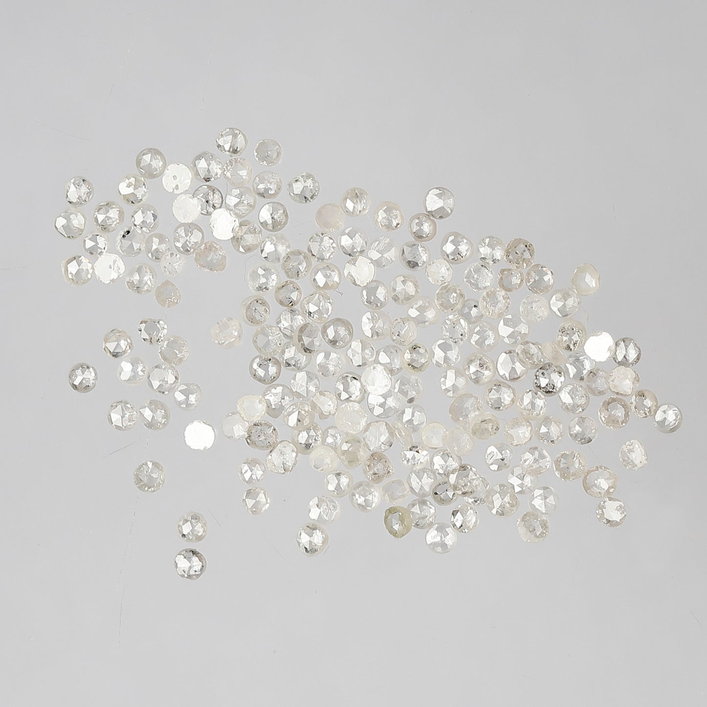 2.31 Ct Round Rose Cut Salt & Pepper Diamonds | 1.2–1.5 mm Natural White SI Clarity Loose Diamonds