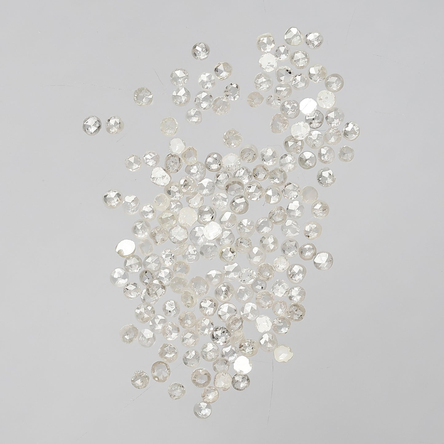 2.31 Ct Round Rose Cut Salt & Pepper Diamonds | 1.2–1.5 mm Natural White SI Clarity Loose Diamonds