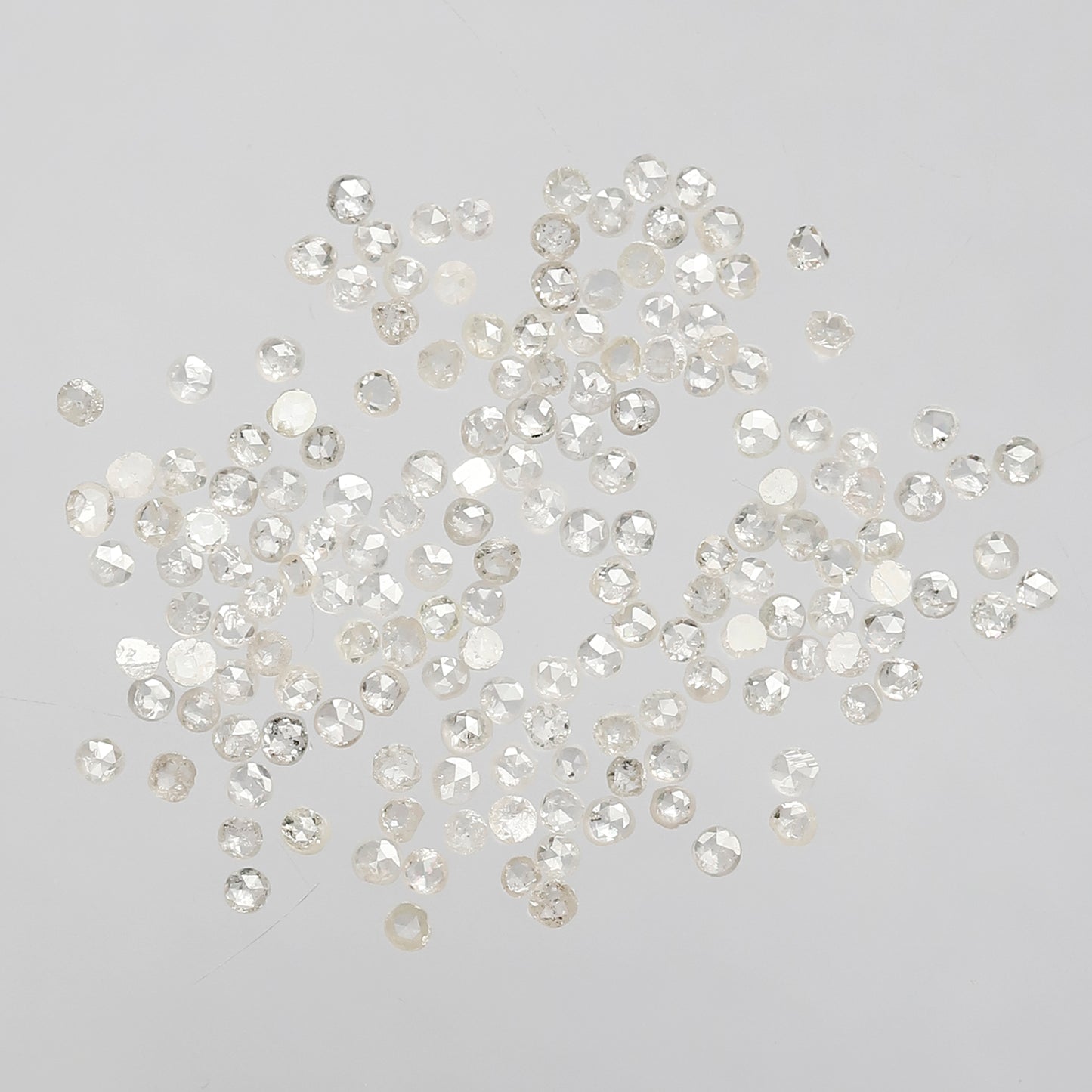 2.31 Ct Round Rose Cut Salt & Pepper Diamonds | 1.2–1.5 mm Natural White SI Clarity Loose Diamonds