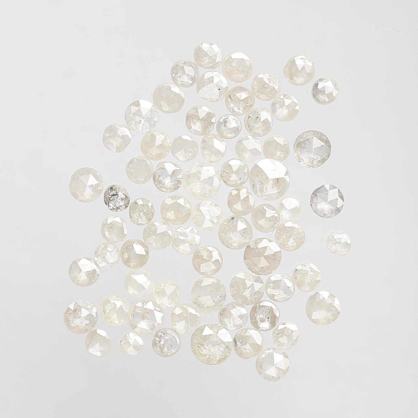 Natural 3.58 Ct Round Rose Cut Diamonds | 1.8–3 mm White Salt & Pepper Diamond Lot | 66 Pcs