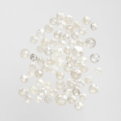 Natural 3.58 Ct Round Rose Cut Diamonds | 1.8–3 mm White Salt & Pepper Diamond Lot | 66 Pcs