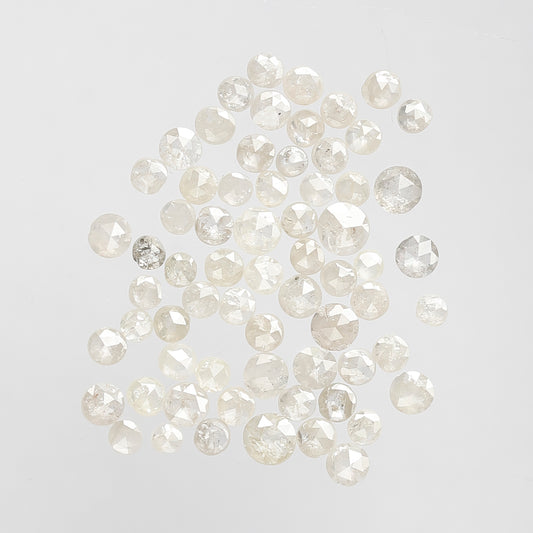 Natural 3.58 Ct Round Rose Cut Diamonds | 1.8–3 mm White Salt & Pepper Diamond Lot | 66 Pcs