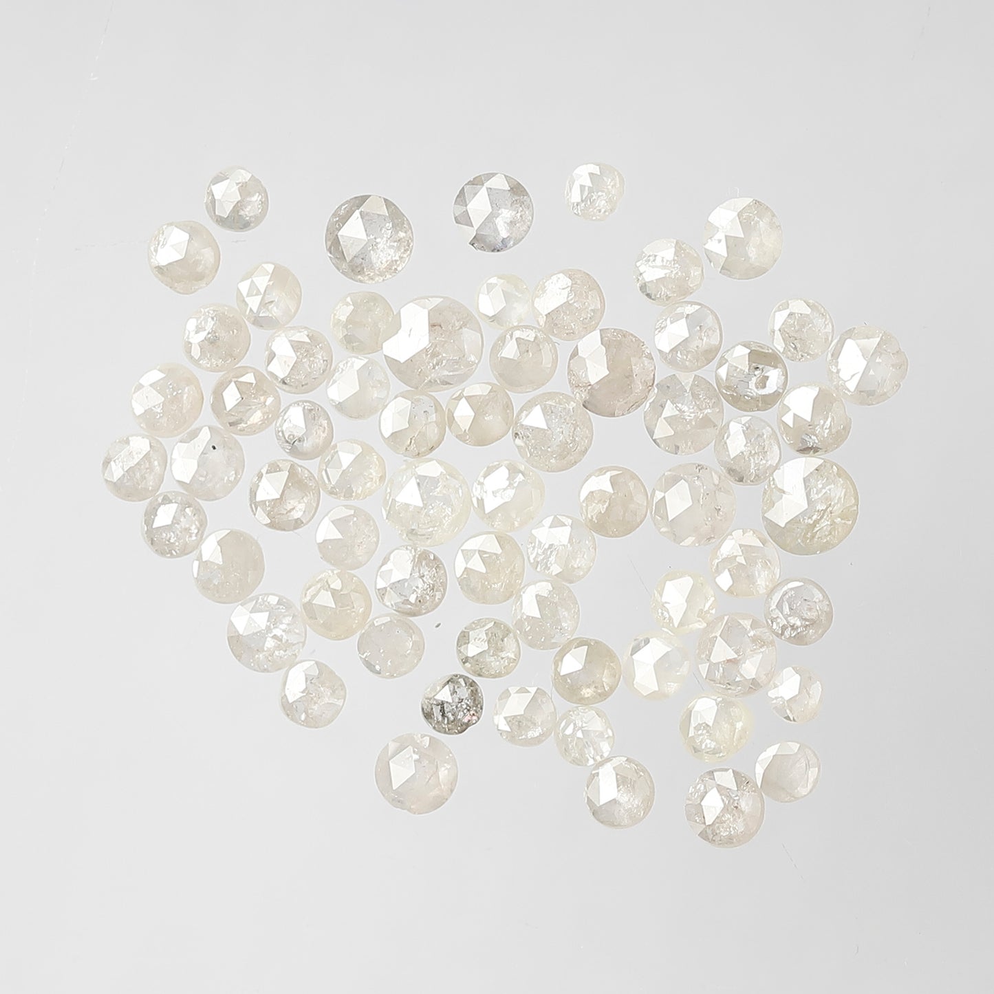 Natural 3.58 Ct Round Rose Cut Diamonds | 1.8–3 mm White Salt & Pepper Diamond Lot | 66 Pcs