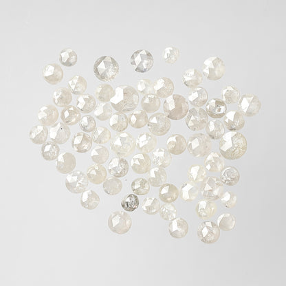 Natural 3.58 Ct Round Rose Cut Diamonds | 1.8–3 mm White Salt & Pepper Diamond Lot | 66 Pcs