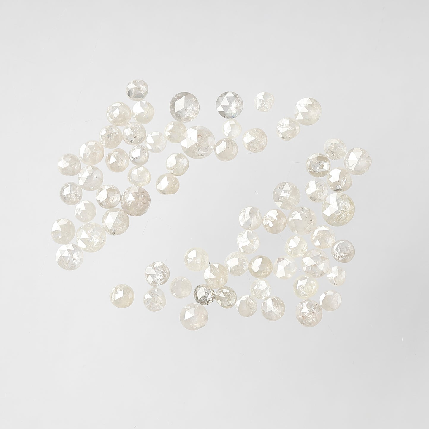 Natural 3.58 Ct Round Rose Cut Diamonds | 1.8–3 mm White Salt & Pepper Diamond Lot | 66 Pcs