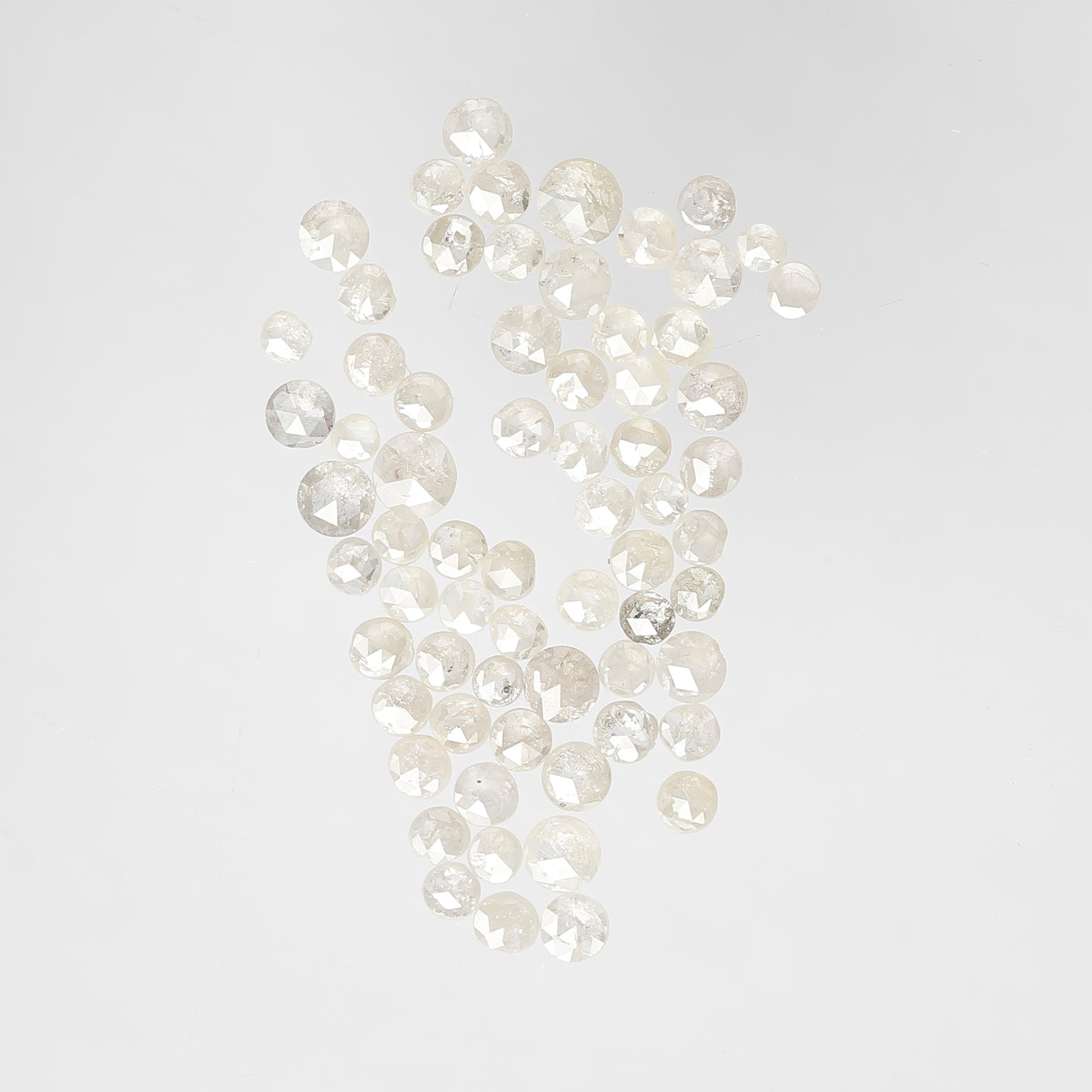 Natural 3.58 Ct Round Rose Cut Diamonds | 1.8–3 mm White Salt & Pepper Diamond Lot | 66 Pcs
