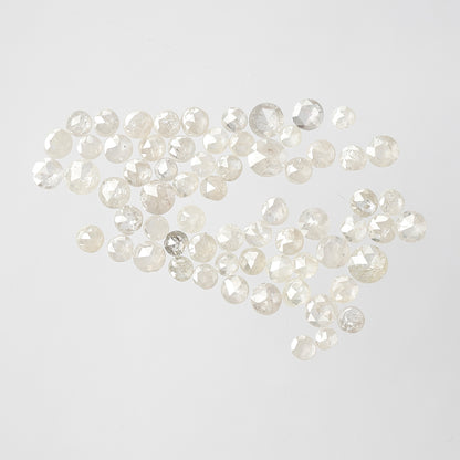 Natural 3.58 Ct Round Rose Cut Diamonds | 1.8–3 mm White Salt & Pepper Diamond Lot | 66 Pcs