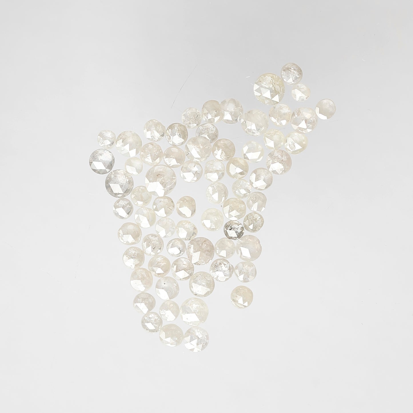 Natural 3.58 Ct Round Rose Cut Diamonds | 1.8–3 mm White Salt & Pepper Diamond Lot | 66 Pcs
