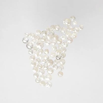 Natural 3.58 Ct Round Rose Cut Diamonds | 1.8–3 mm White Salt & Pepper Diamond Lot | 66 Pcs
