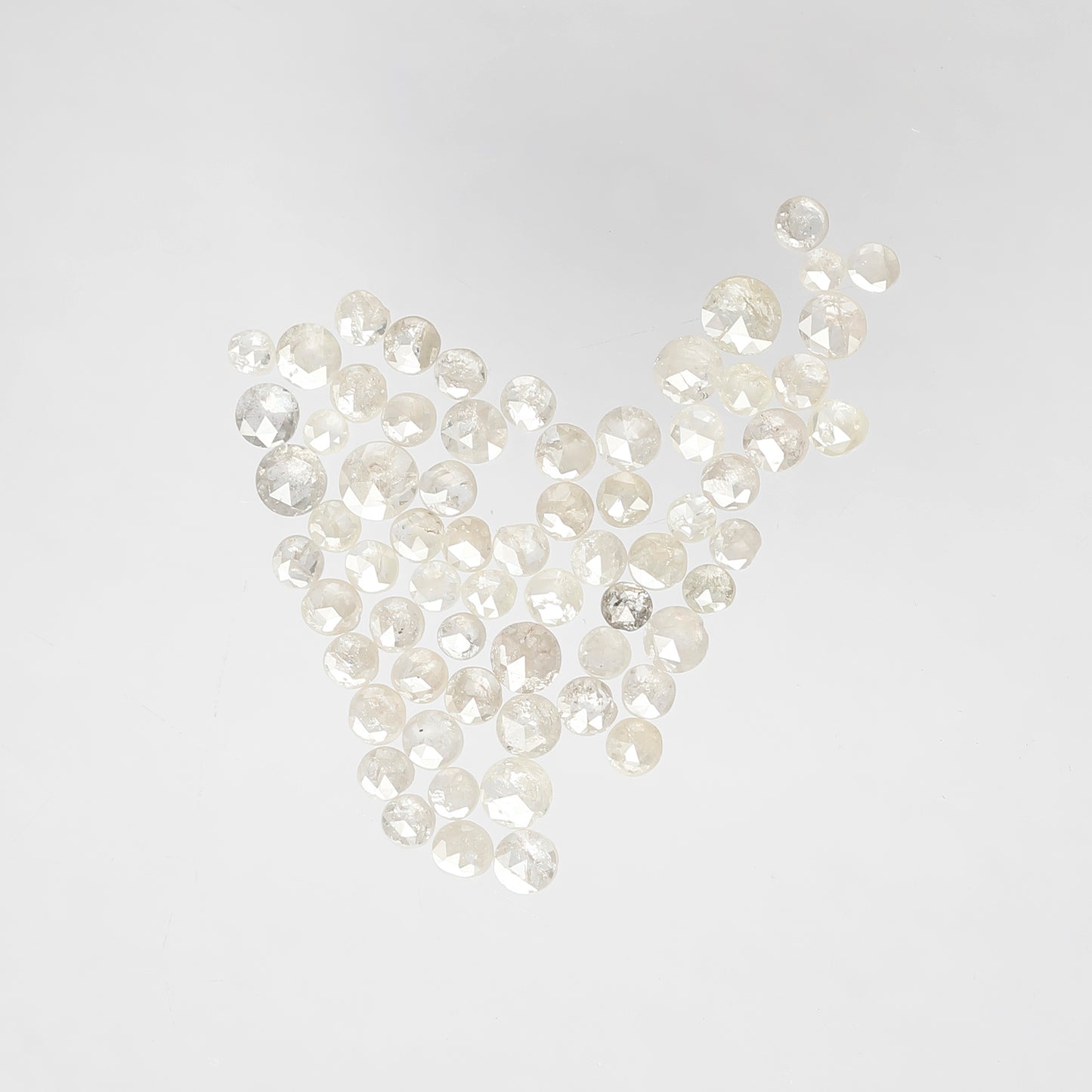 Natural 3.58 Ct Round Rose Cut Diamonds | 1.8–3 mm White Salt & Pepper Diamond Lot | 66 Pcs