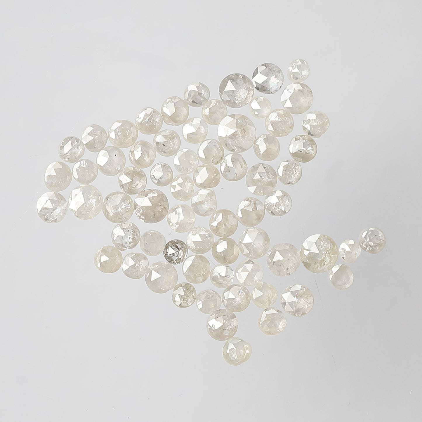 Natural 3.58 Ct Round Rose Cut Diamonds | 1.8–3 mm White Salt & Pepper Diamond Lot | 66 Pcs
