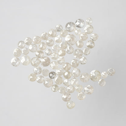 Natural 3.58 Ct Round Rose Cut Diamonds | 1.8–3 mm White Salt & Pepper Diamond Lot | 66 Pcs