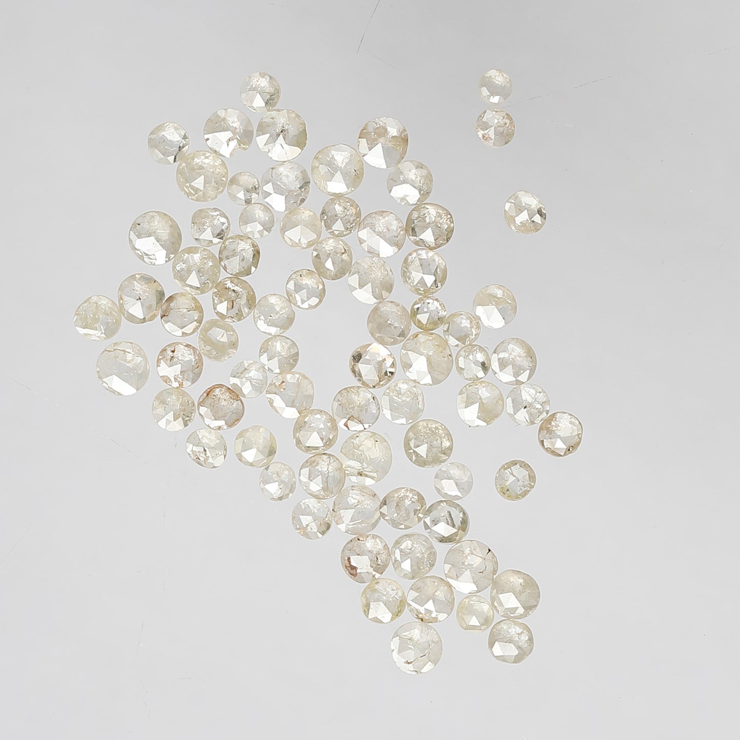 2.57 Ct 74 Pcs Round Rose Cut Light Yellow Diamonds | Natural Loose Diamond Lot