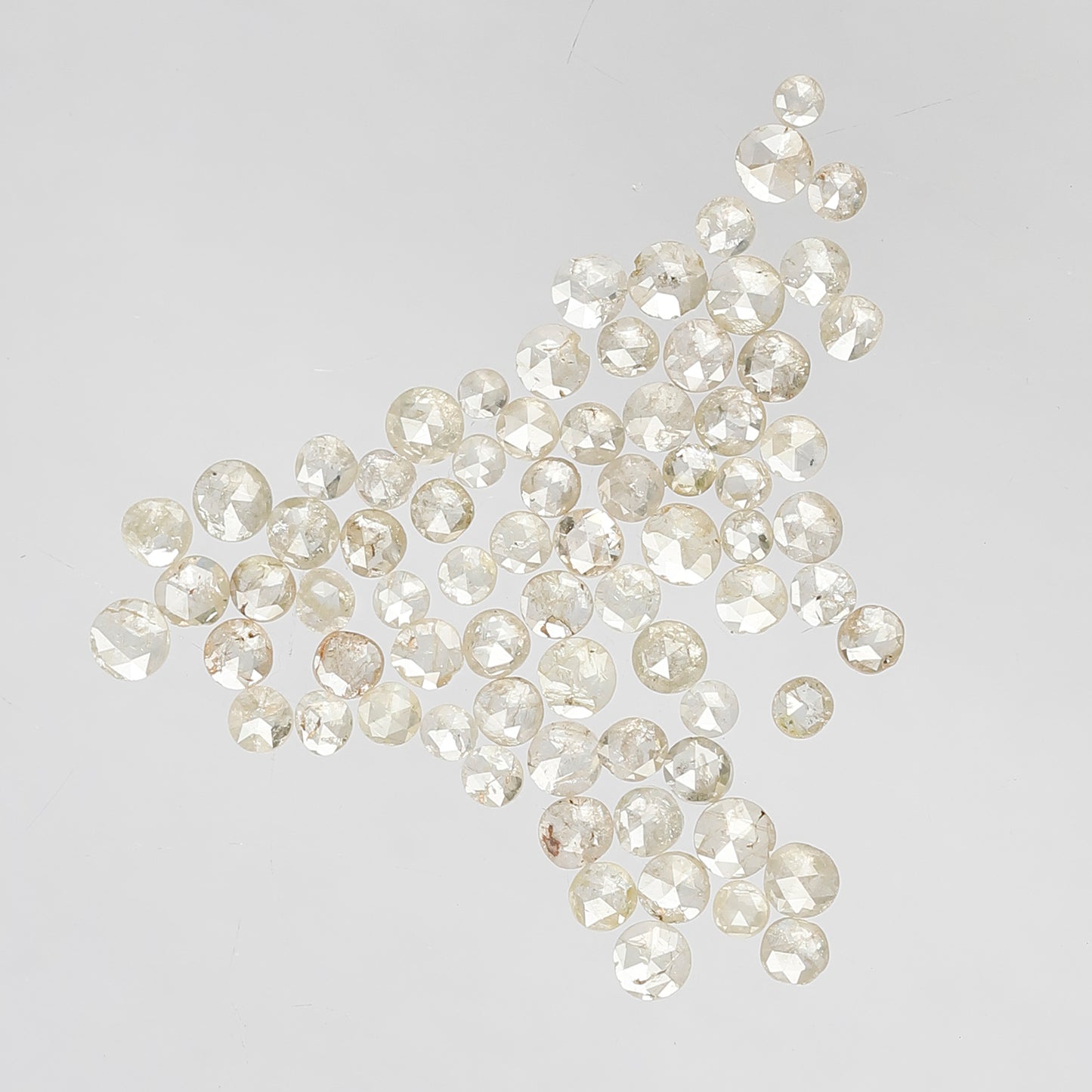 2.57 Ct 74 Pcs Round Rose Cut Light Yellow Diamonds | Natural Loose Diamond Lot