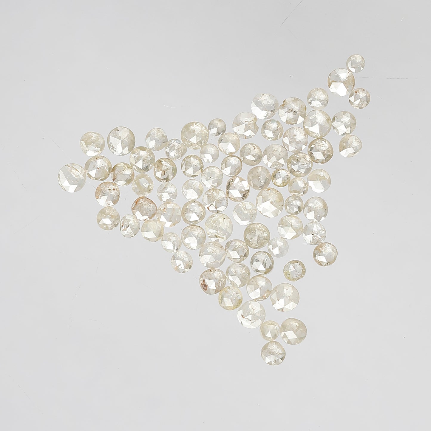 2.57 Ct 74 Pcs Round Rose Cut Light Yellow Diamonds | Natural Loose Diamond Lot