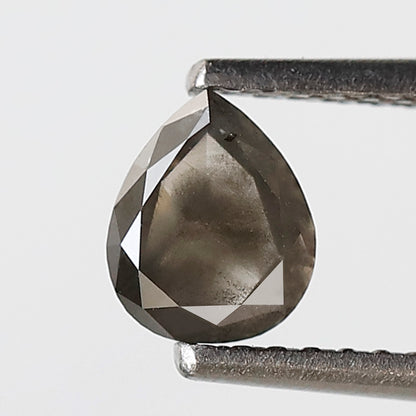 0.66 CT 5.80 MM Pear Shape Salt and Pepper Diamond Loose Natural Grey Black Color Diamond