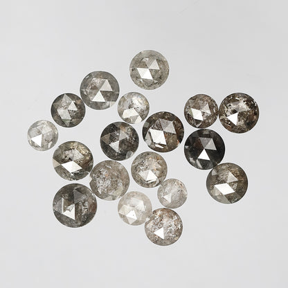 5.75 CT, 18 Pcs Salt and Pepper Round Rose cut Gray Black Loose Diamonds Mix Lot