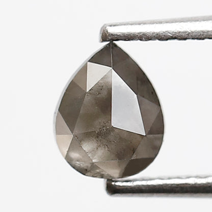 0.66 CT 5.80 MM Pear Shape Salt and Pepper Diamond Loose Natural Grey Black Color Diamond
