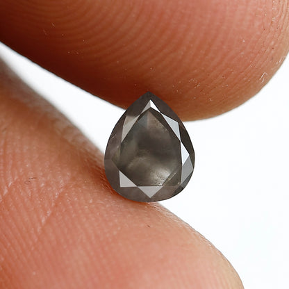 0.66 CT 5.80 MM Pear Shape Salt and Pepper Diamond Loose Natural Grey Black Color Diamond