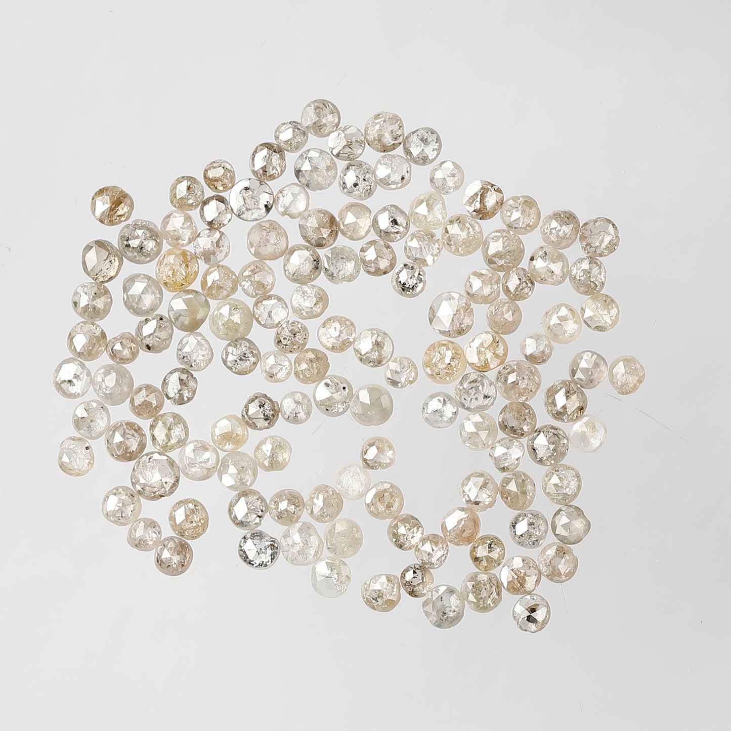 5.02 CT Round Rose cut Diamonds Natural Light Brown 127 Pcs Earth Mined Diamonds For Wedding Ring
