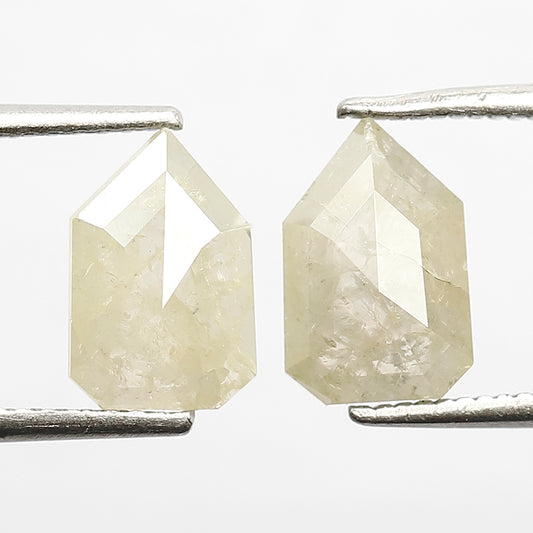 9 MM fancy Twin Pair Of Geometric Shape 2.37 CT Fancy Yellowish color Flat Back Salt and Pepper Diamond Perfect For Making Antique Jewelry