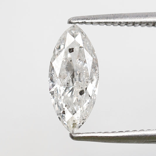 Marquise Cut 0.73 Ct White Salt & Pepper Diamond, Natural Loose Diamond, 10.1 mm for Wedding Ring
