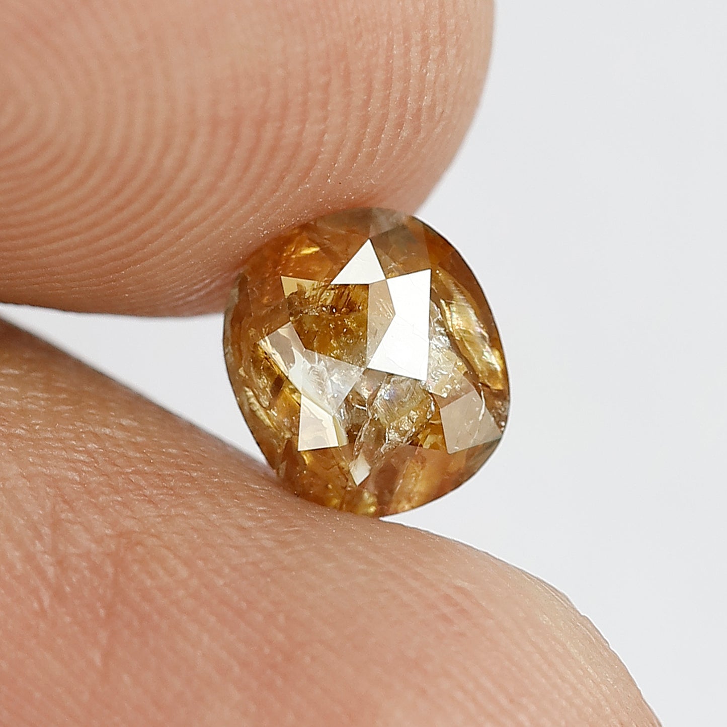 0.87 CT oval shape salt and pepper diamond brownish yellow color for diamond ring