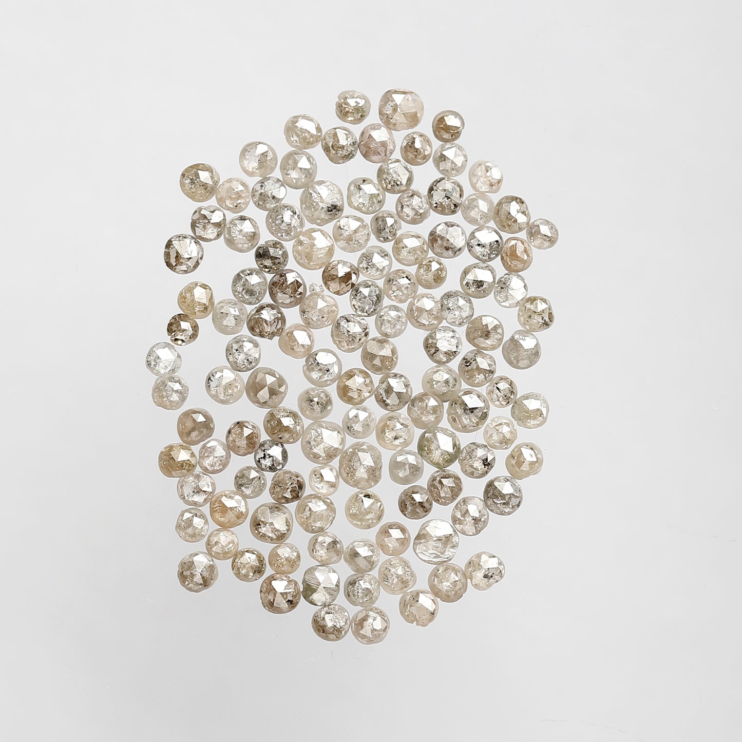 5.31 CT Brownish Gray Round Rose cut Diamond Lot, 1.5 mm To 2.5 mm Loose Conflict Free 118 Pcs Diamonds