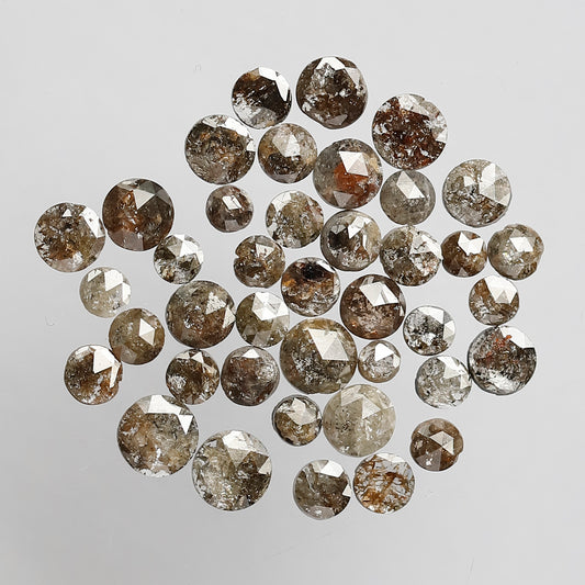 40 Pcs Round Rose Cut Natural Dark Brown Diamonds | 5.66 Ct Loose Diamond Lot For Engagement Ring