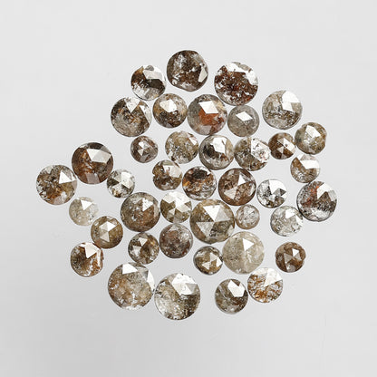40 Pcs Round Rose Cut Natural Dark Brown Diamonds | 5.66 Ct Loose Diamond Lot For Engagement Ring
