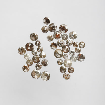 40 Pcs Round Rose Cut Natural Dark Brown Diamonds | 5.66 Ct Loose Diamond Lot For Engagement Ring