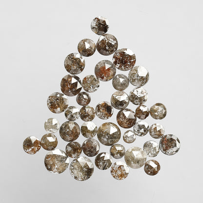 40 Pcs Round Rose Cut Natural Dark Brown Diamonds | 5.66 Ct Loose Diamond Lot For Engagement Ring