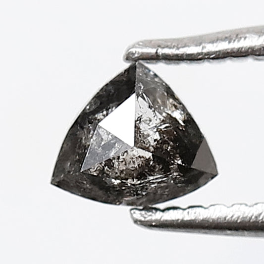 0.38 CT 4 MM Triangle Shape Salt And Pepper Diamond Gray Black Color Natural Loose Diamond