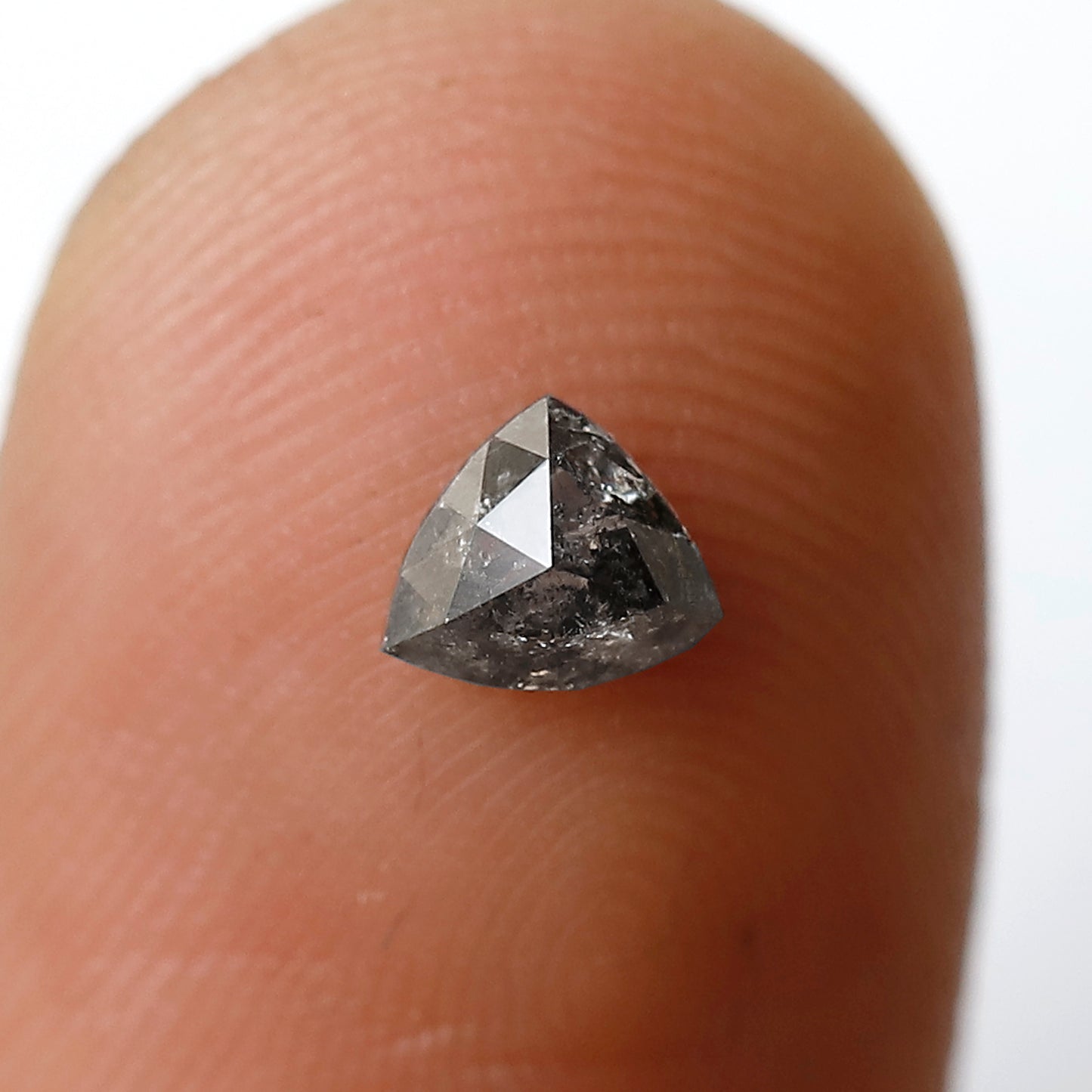 0.38 CT 4 MM Triangle Shape Salt And Pepper Diamond Gray Black Color Natural Loose Diamond