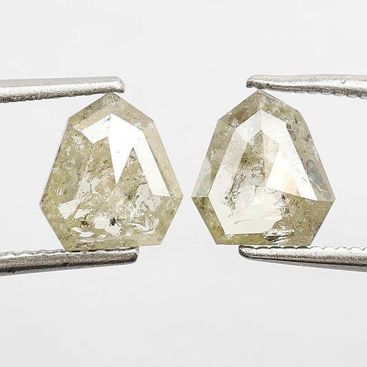 1.78 CT Twin Pair Of Modified Shape Fancy Yellowish Grey Glaring Step Cut Polished Salt and Pepper Diamond Ideal For Making Vintage Jewelry