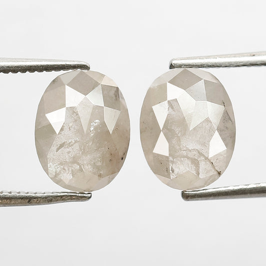 3.37 CT Oval shape Natural grey translucent 9.20 MM Rustic Diamond pair
