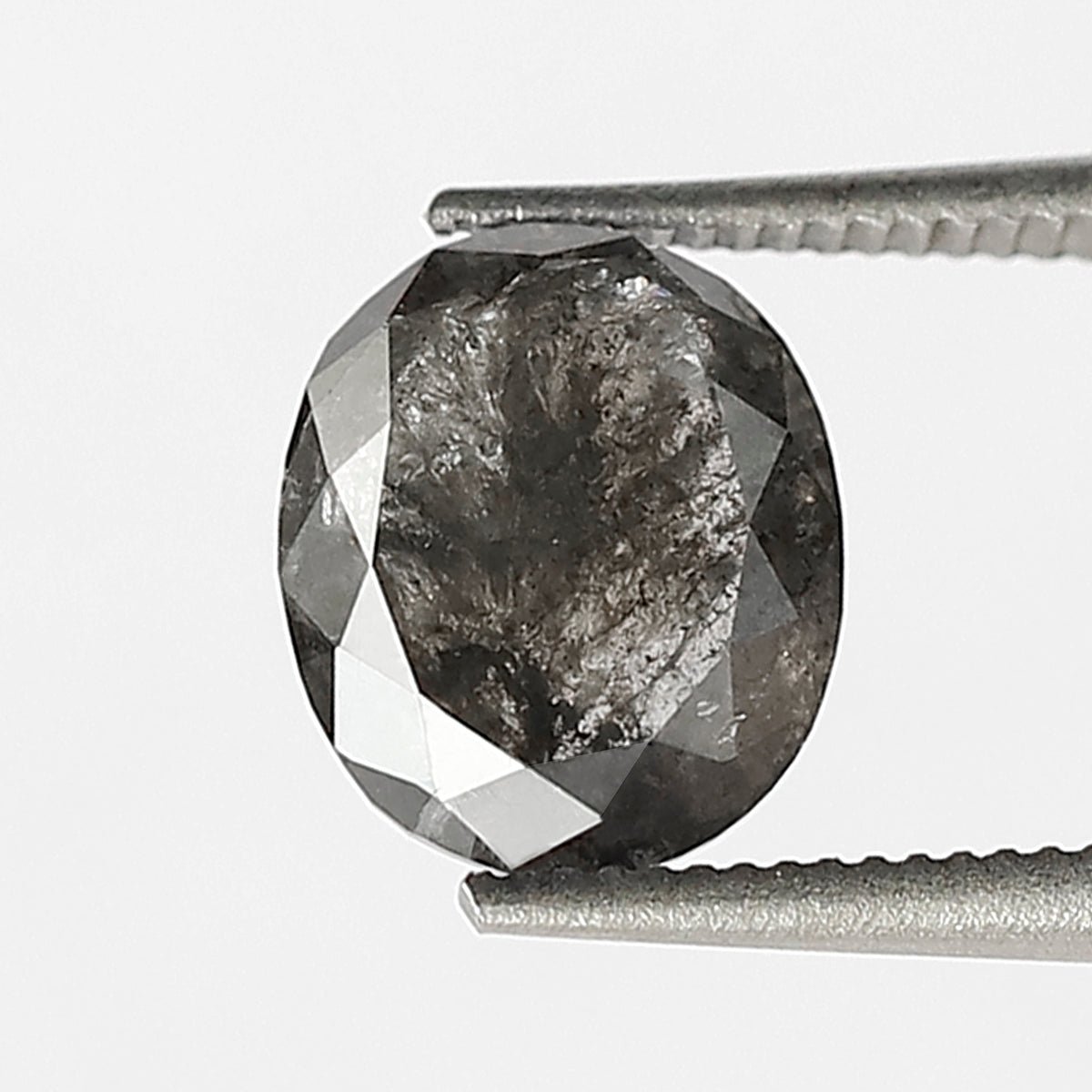 1.39 CT oval Shape Salt and Pepper Diamond 7.60 MM black grey Color Loose Natural Diamond For Wedding Ring