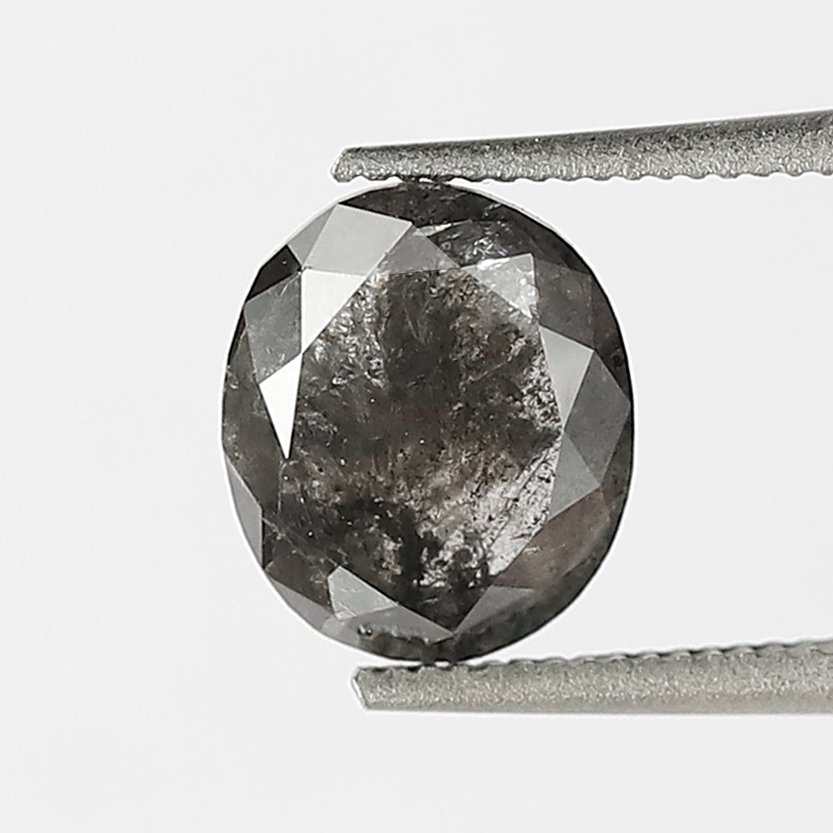 1.39 CT oval Shape Salt and Pepper Diamond 7.60 MM black grey Color Loose Natural Diamond For Wedding Ring