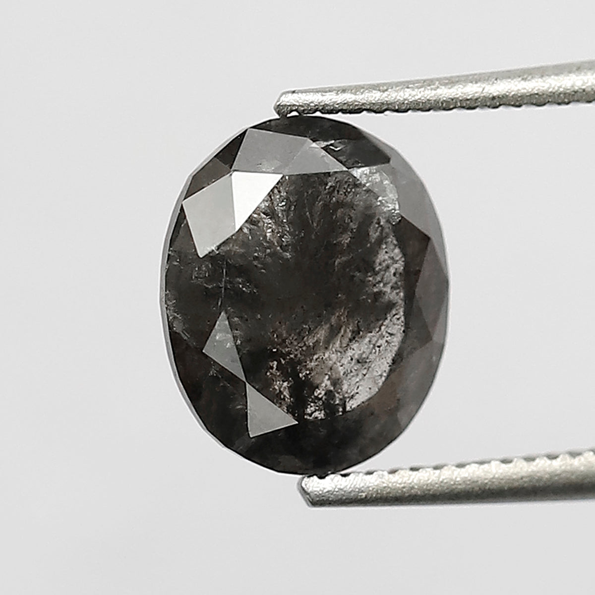 1.39 CT oval Shape Salt and Pepper Diamond 7.60 MM black grey Color Loose Natural Diamond For Wedding Ring